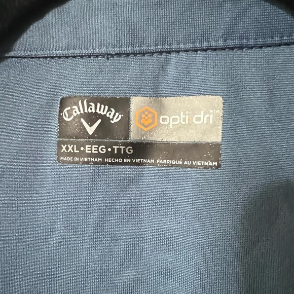 Callaway Polo Shirt Men's Sz XXL Blue Striped Golf Performance Opti Dri LIKE NEW - Picture 3 of 4